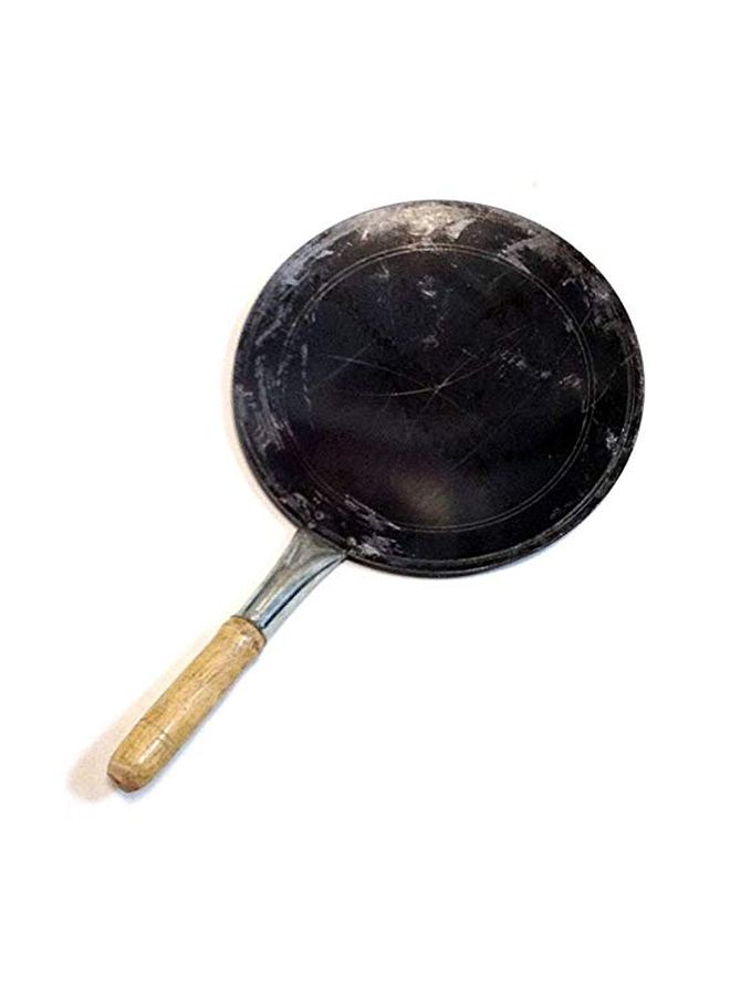 TAJ Light Weight Iron Roti TawaWith Wood Handle Black/Beige 13inch - Image 4