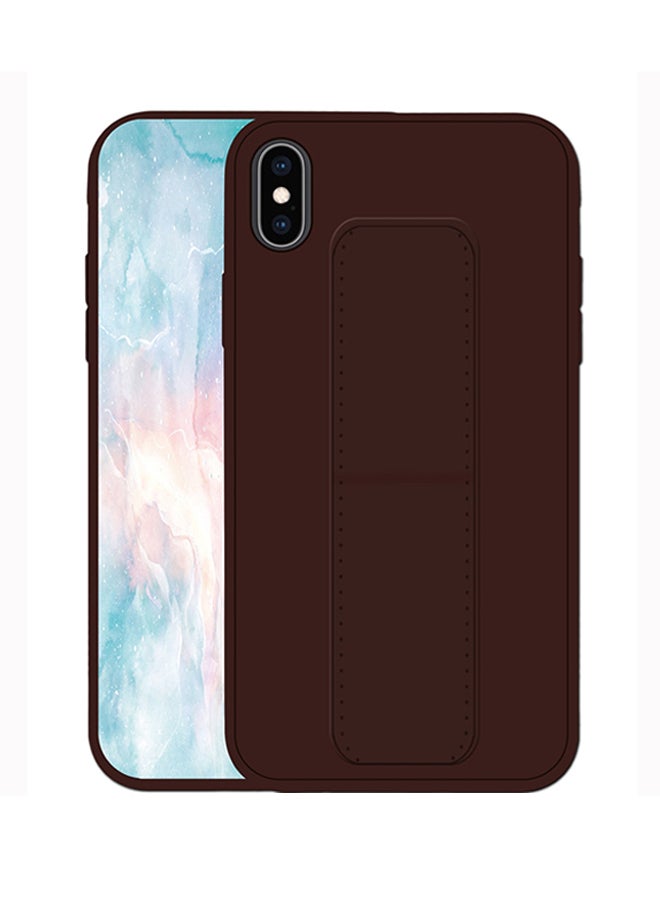 Protective Case Cover With Wristband Holder For Apple iPhone X/XS Coffee