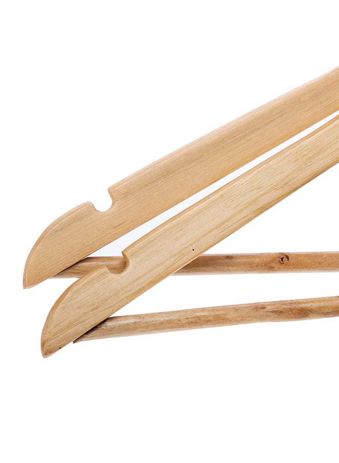 Royalford - 4-Piece Rotating Wooden Hanger For Clothes Coat Garment Suit Hangers Set Brown/Silver 45x5x23cm - Image 1