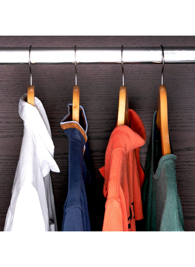 Royalford - 4-Piece Rotating Wooden Hanger For Clothes Coat Garment Suit Hangers Set Brown/Silver 45x5x23cm - Image 1