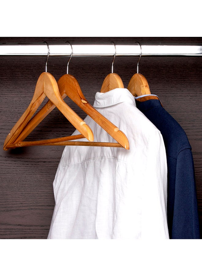 Royalford - 4-Piece Rotating Wooden Hanger For Clothes Coat Garment Suit Hangers Set Brown/Silver 45x5x23cm - Image 1