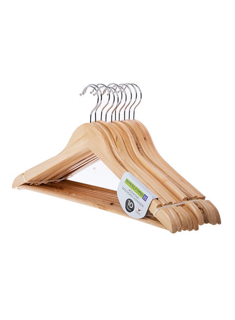 10-Piece 360 degree Rotating Space Saving Non-Slip Designed Hanger Set Brown/Silver