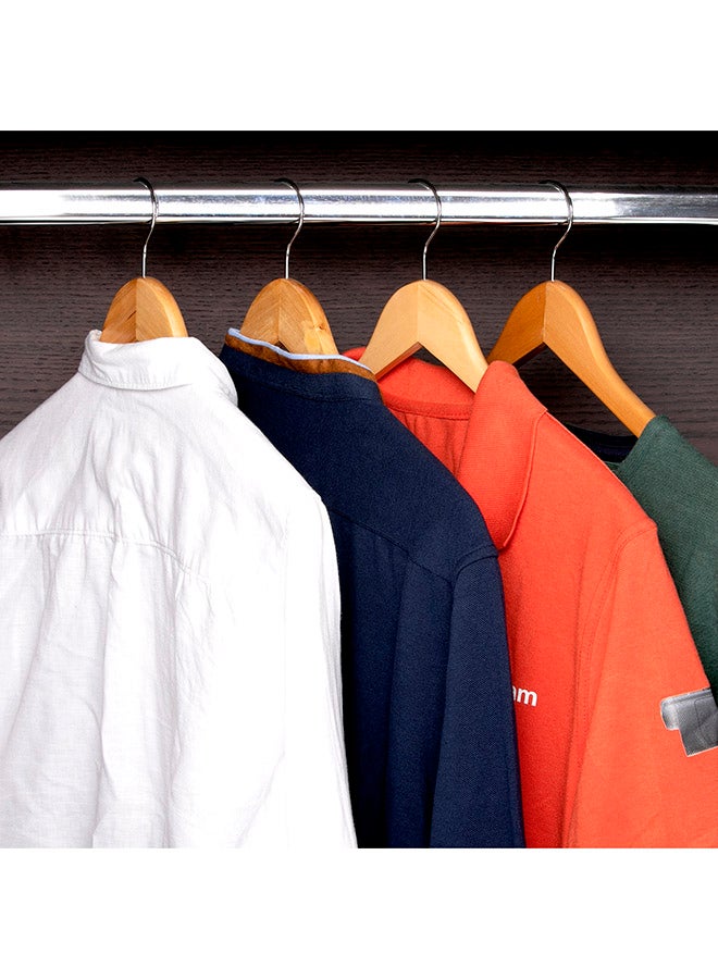 Royalford - 4-Piece Rotating Wooden Hanger For Clothes Coat Garment Suit Hangers Set Brown/Silver 45x5x23cm - Image 1