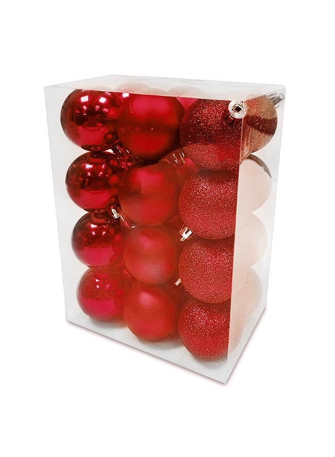 CHRISTMAS MAGIC 24- Piece Tree Decoration Ball Red 5cm