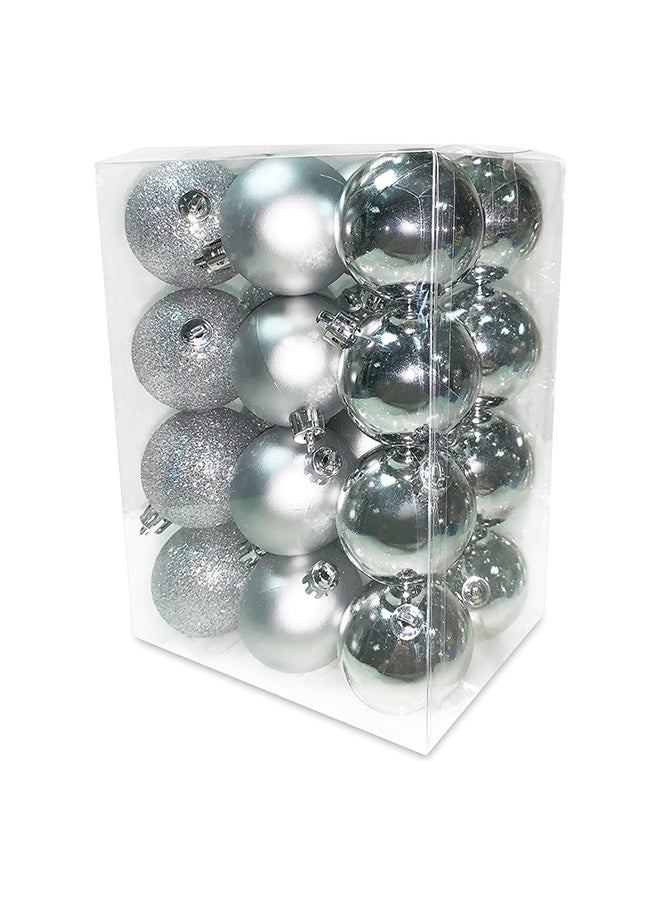 24-Piece Tree Ball Bauble Hanging Ornament Silver 5cm