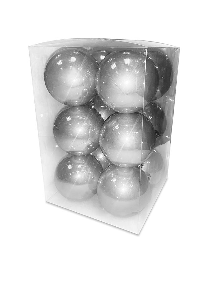 CHRISTMAS MAGIC 12-Piece Christmas Balls Pearl Finish Silver 7centimeter