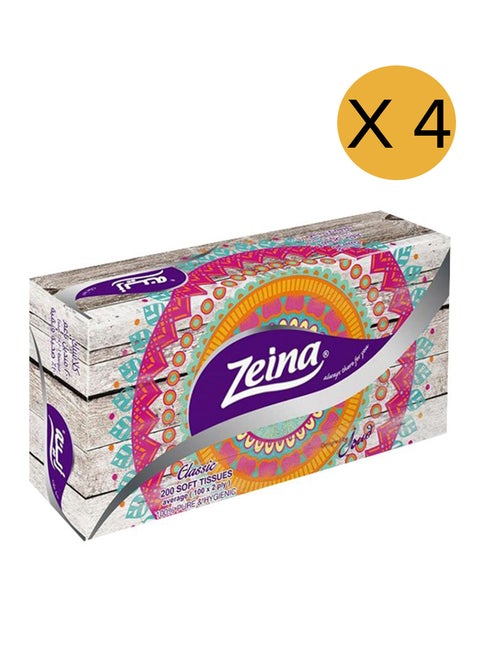Facial Tissues - Summer Edition - 200 Tissues - Pack of 4 Multicolour