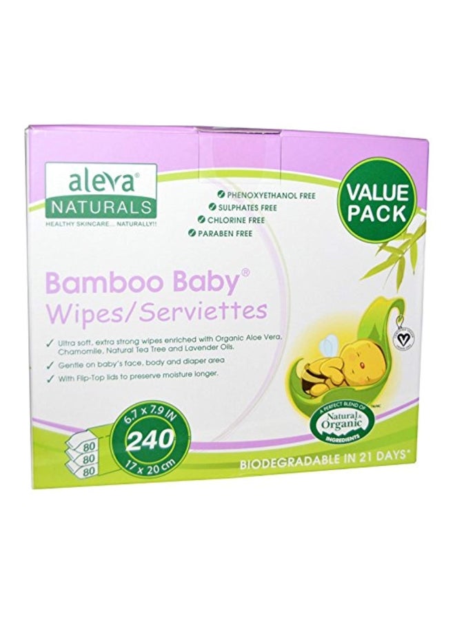 Aleva Naturals Pack Of 3 Bamboo Baby Wipes, 80 Count  - Image 2