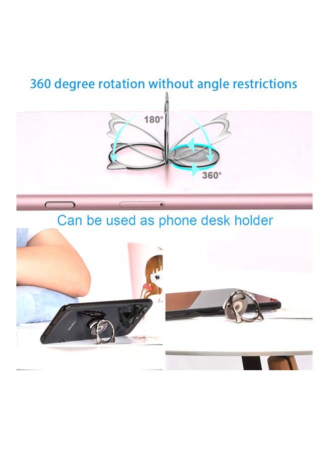 Baseus Cat Ear Shaped Ring Bracket Phone Stand Finger Grip Holder Car Mount Buckle Black  - Image 2