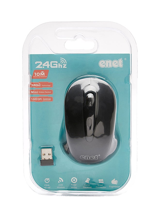 Enet Wireless Optical Mouse Black  - Image 2