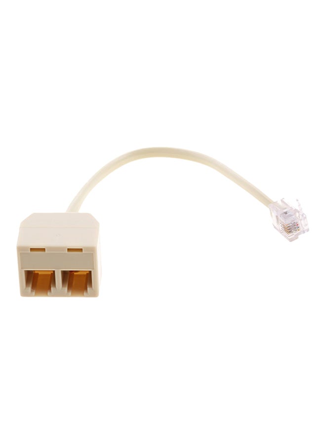 Telephone Line 2-Way Splitter Adapter Cable Beige