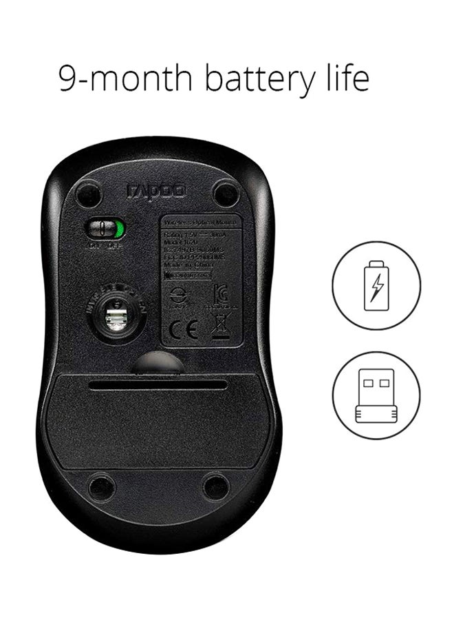Rapoo 1620 Wireless Mouse Black - Image 4