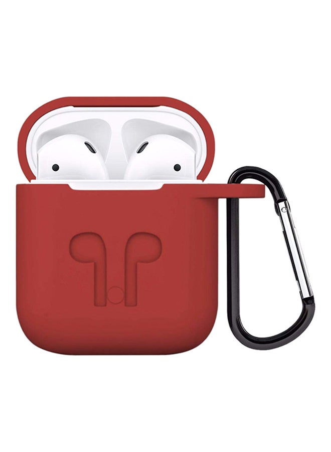 Generic - Protecting Case Cover For Apple AirPods With Carabiner Red - Image 1
