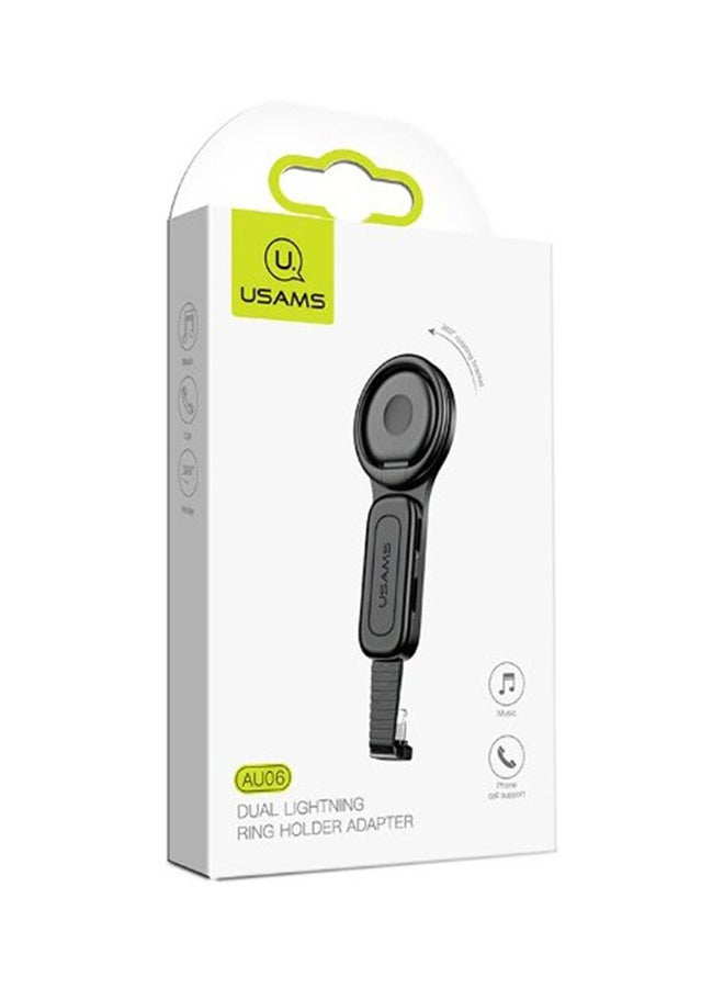 Usams - Dual Lightning Ring Holder Adapter Black - Image 1