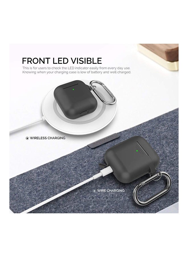 أهاستايل غطاء حماية من السيليكون لسماعات أبل إير بودز 1/2 أسود - Image 3