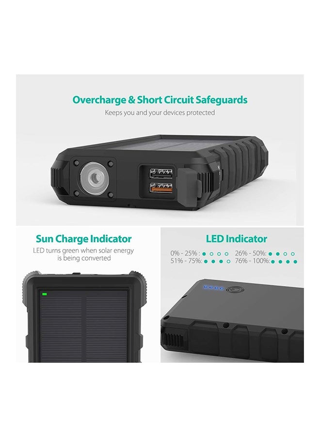 RAVPOWER - 25000.0 mAh Rugged Series Solar Portable Charger Black - Image 1