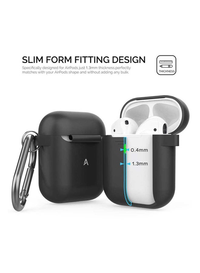 أهاستايل غطاء حماية من السيليكون لسماعات أبل إير بودز 1/2 أسود - Image 2