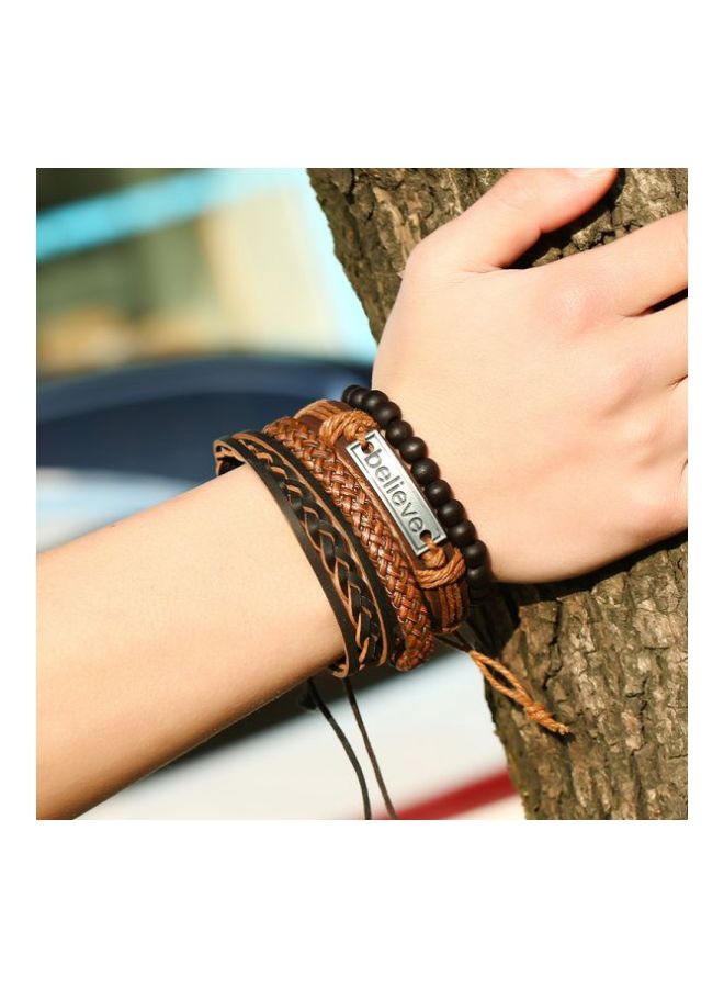 Leather Believe Lettering Bracelet - Image 3