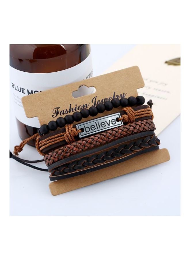 Leather Believe Lettering Bracelet - Image 2