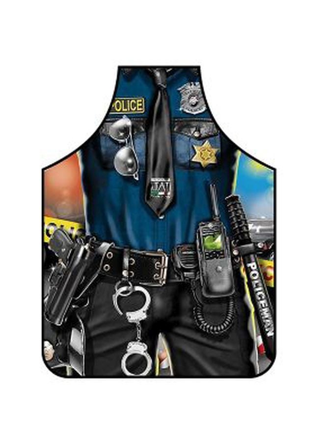 3D Police Chef Printed Apron Blue/Black 73x57cm
