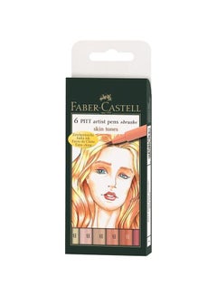 FABER-CASTELL 6-Piece Pitt Artist Pen Set Orange/Pink/Beige 