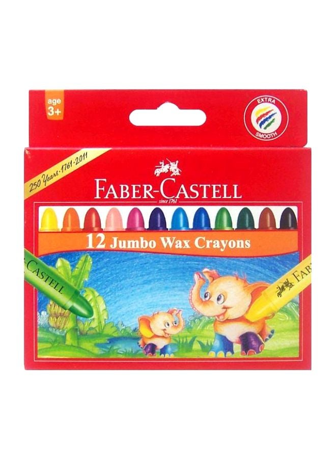 طقم أقلام تلوين شمعية كبيرة من 12 قطعة متعدد الألوان