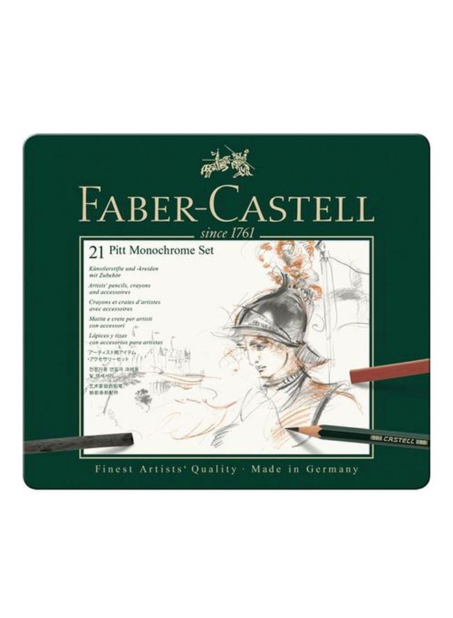 FABER-CASTELL 21-Piece Pitt Monochrome Set Beige/Black/Green - Image 2