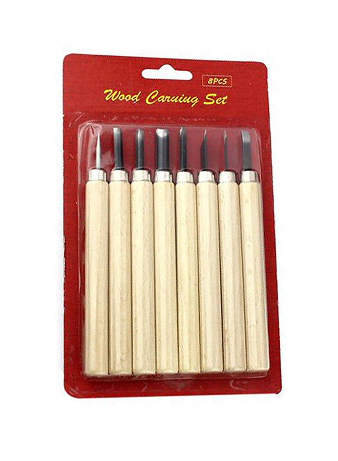 8-Piece Wood Carving Set Beige