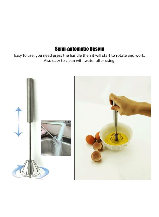 Generic - Semi-Automatic Egg Beater Silver One Size - Image 1