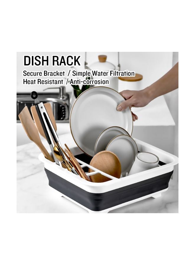 Collapsible Dish Drainer With Drainboard Grey/White 36x32x4.5cm - Image 2