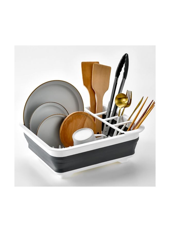 Collapsible Dish Drainer With Drainboard Grey/White 36x32x4.5cm - Image 3