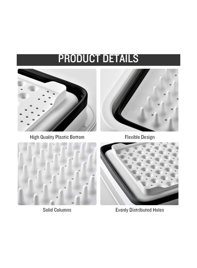 Collapsible Dish Drainer With Drainboard Grey/White 36x32x4.5cm - Image 5