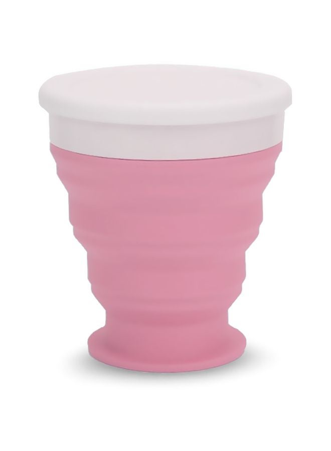 Collapsible Silicone Lunch Box With Cup Pink/White  - Image 3
