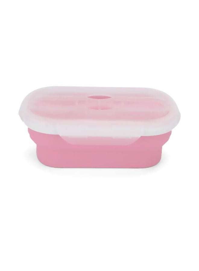 Collapsible Silicone Lunch Box With Cup Pink/White  - Image 4