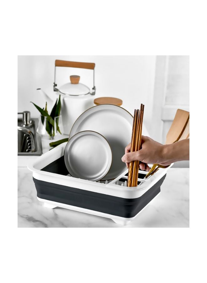 Collapsible Dish Drainer With Drainboard Grey/White 36x32x4.5cm - Image 4