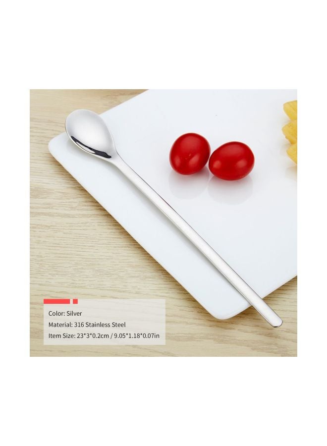 Stainless Steel Long Mixing Spoon Silver 9.05x1.18x0.07inch  - Image 5