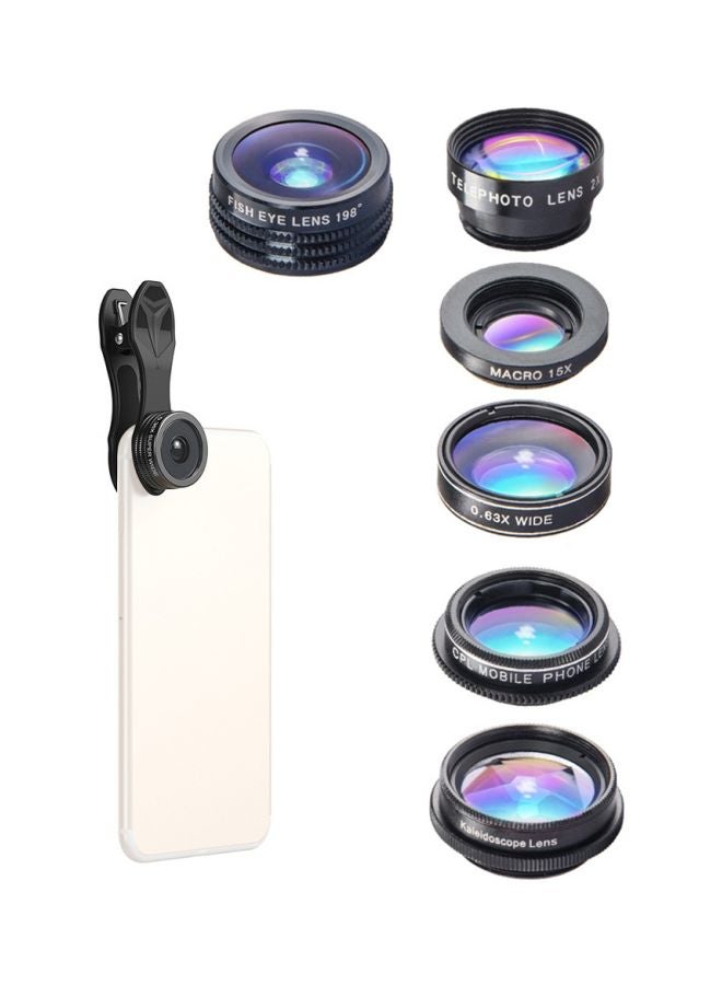 APEXEL 7-In-1 Universal Clip On Mobile Camera Lens Black  - Image 1