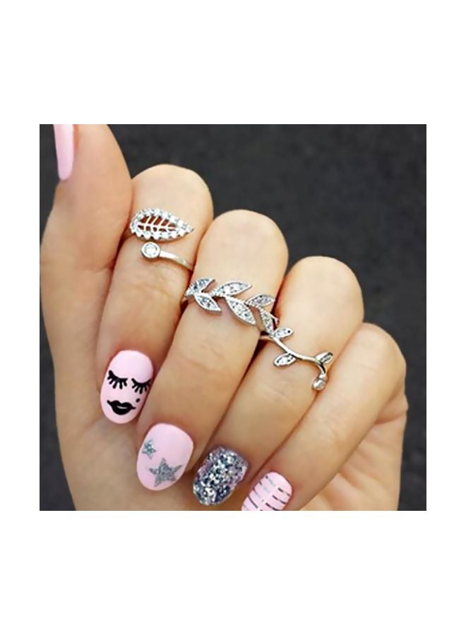 شاربدو مجموعة خواتم مصنوعة من الفضة الاسترليني بتصميم ورقة شجر من 3 قطع - Image 3