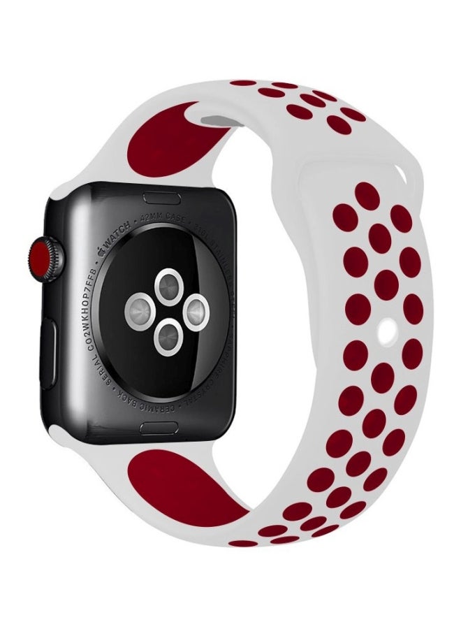 MARGOUN - Silicone Nike Design Sport Band for Apple Watch 42/44/45mm White/Red - Image 1
