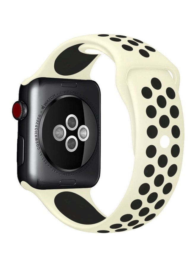 MARGOUN - Silicone Nike Design Sport Band for Apple Watch 42/44/45mm Rice White/Black - Image 1