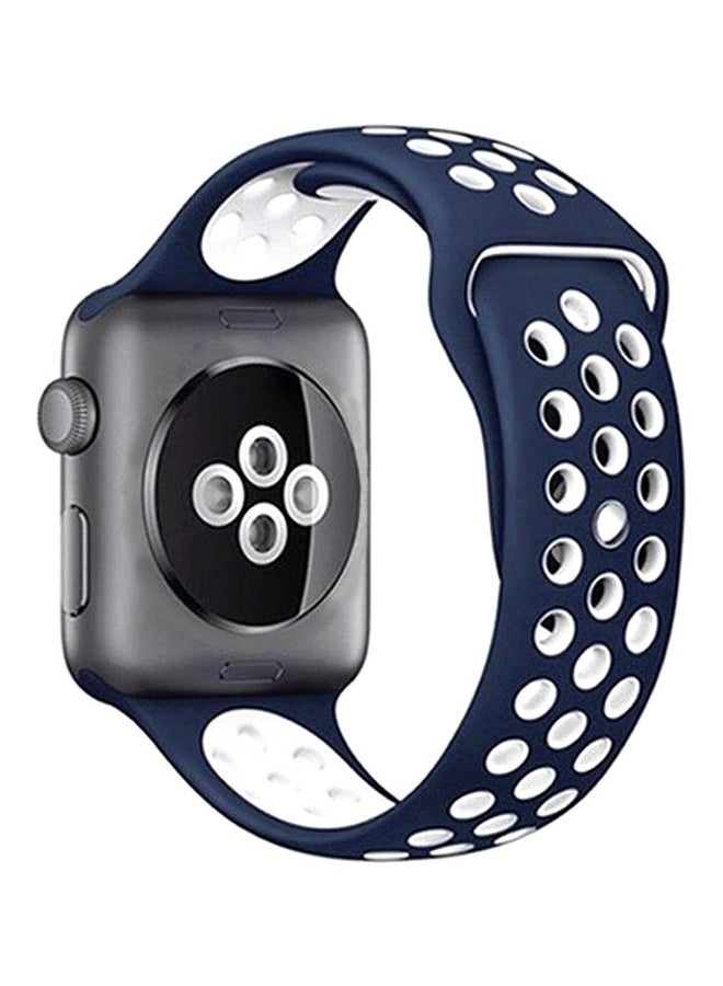 MARGOUN - Silicone Nike Design Sport Band for Apple Watch 42/44/45mm Blue/White - Image 1