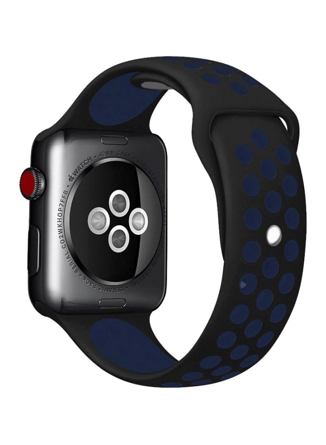 MARGOUN - Silicone Nike Design Sport Band for Apple Watch 42/44/45mm Black/Dark Blue - Image 1