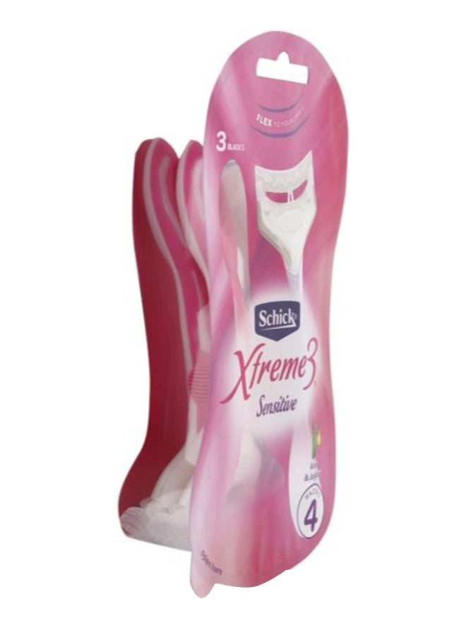 schick 4-Piece Triple Blade Xtreme3 Sensitive Razor Set Pink/White - Image 2