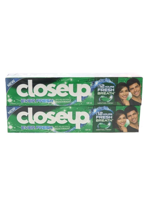 Pack Of 2 Menthol Ever Fresh Toothpaste Green 2 x 120ml