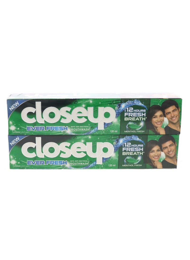 Closeup Pack Of 2 Menthol Ever Fresh Toothpaste Green 2 x 120ml 