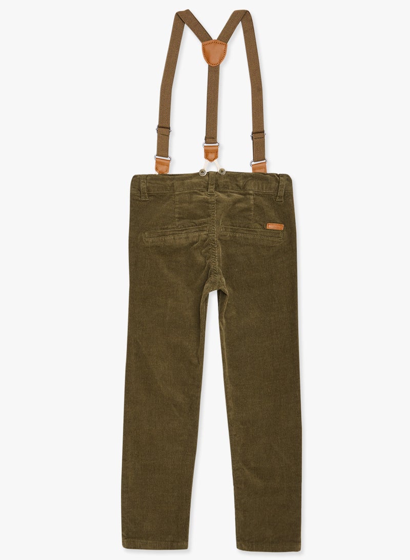 NAME IT Boys Suspenders Detailed Corduroy Pants Olive - Image 2
