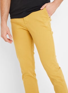 STATE 8 Slim Fit Folded Hem Chinos Mustard  - Image 4