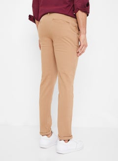 STATE 8 Slim Fit Folded Hem Chinos Beige  - Image 3