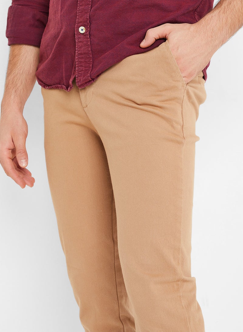 Slim Fit Folded Hem Chinos Beige - v1575871017/N32548383V_4