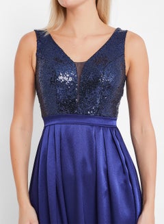 ARIA Sequin Detail A-Line Dress Navy  - Image 4